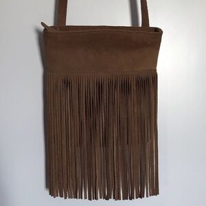Brown Fringe Suede Shoulder Bag